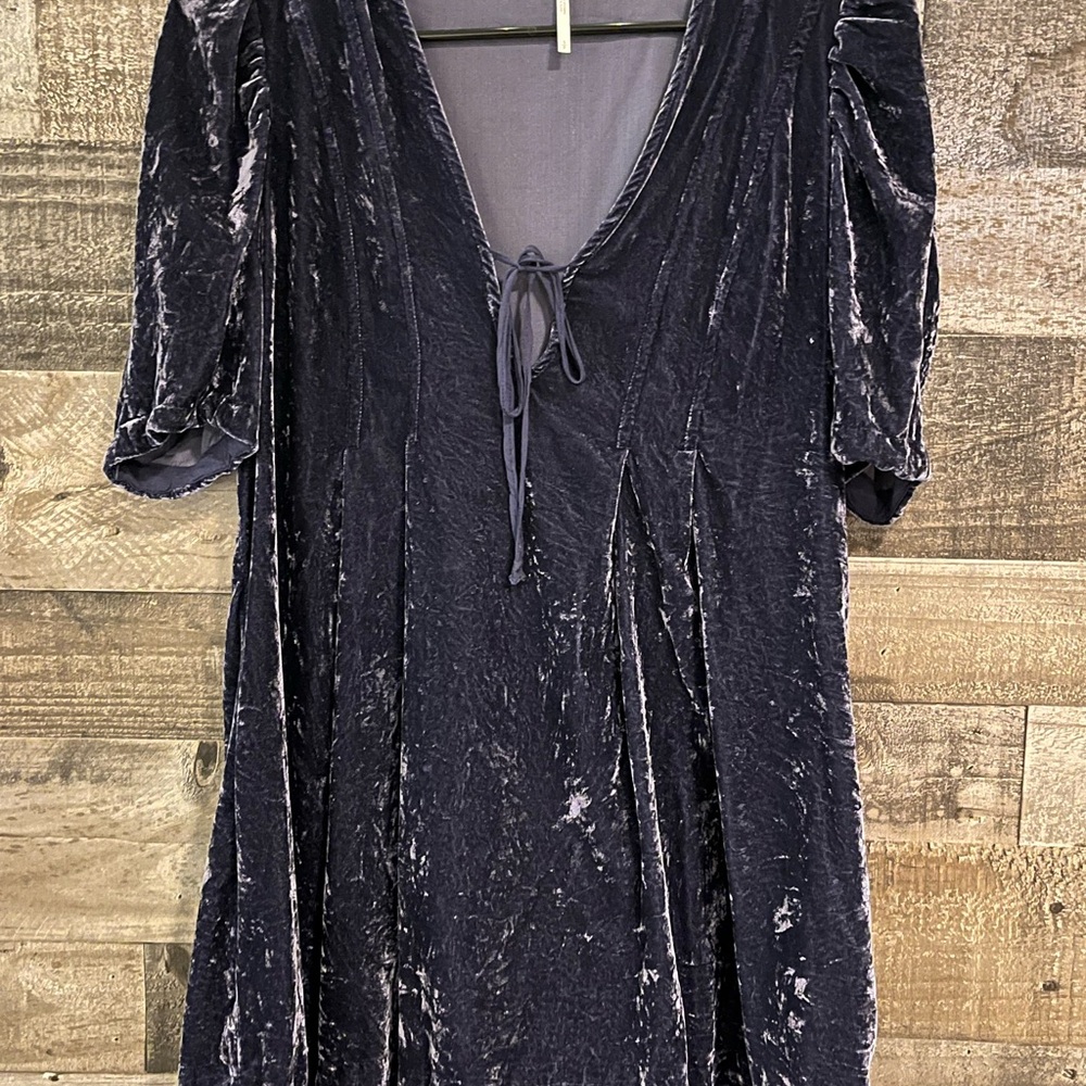 Free People Velvet Long Top/Short mIni Dress in Dark Blue